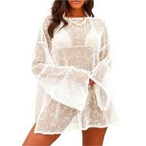 Crochet Sheer Kaftan Beach Dress Bathing Suit Swim Coverup One Piece